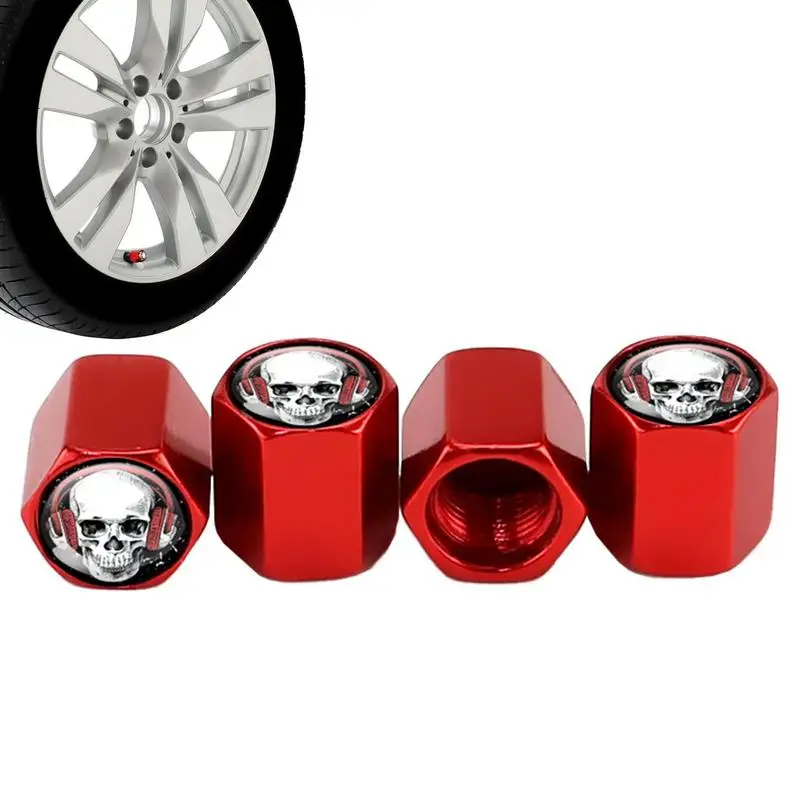 

Колпачки для стержней шины, колпачки для автомобильных клапанов в форме черепа из алюминиевого сплава, универсальные нержавеющие колпачки для клапанов шин 4 шт. для грузовиков, автомобилей, авто
