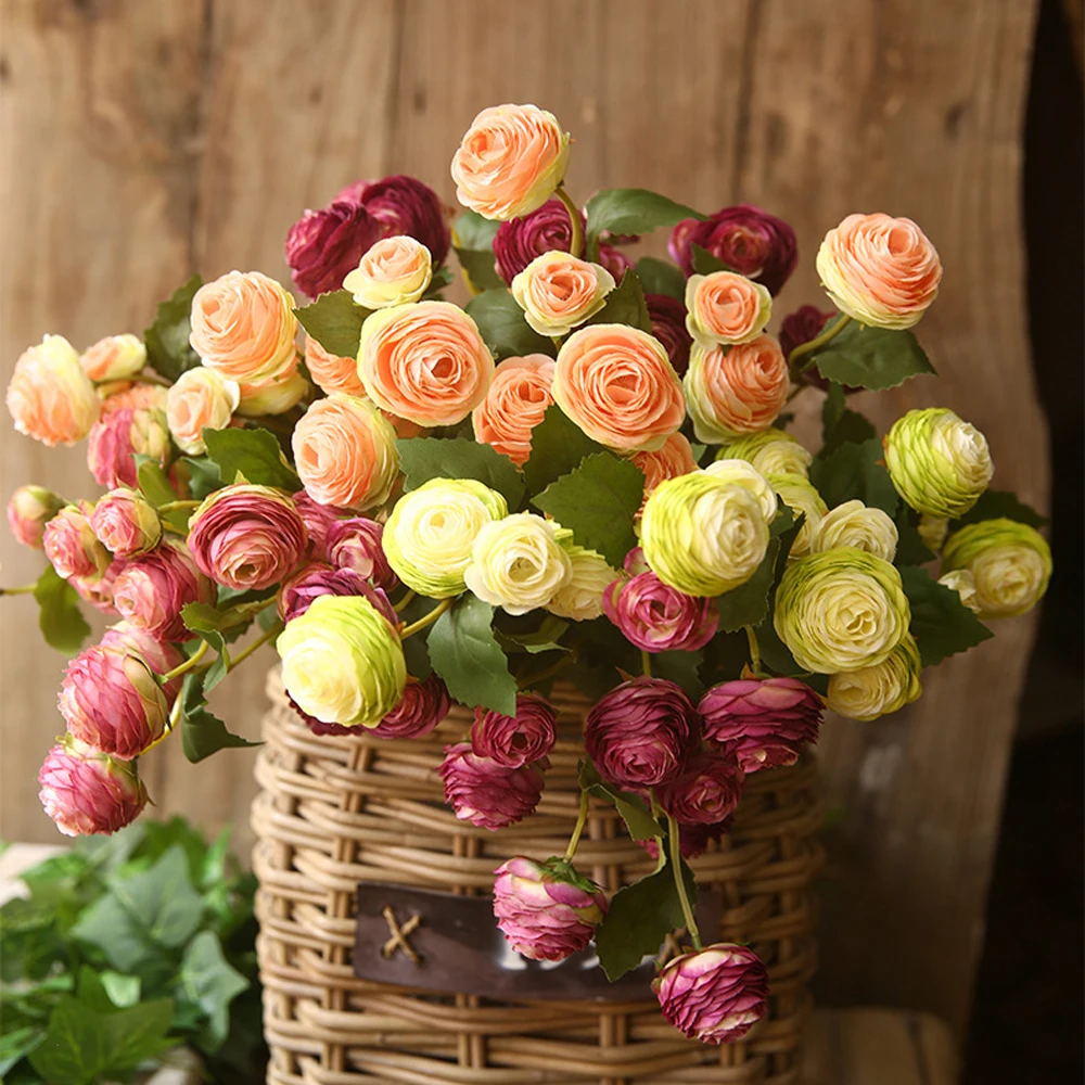 

Luxury 3 Heads Artificial Rose Lulian Flower Branch Fake Flower for Home Wedding Arrangement Party Decoration Flores Artificales