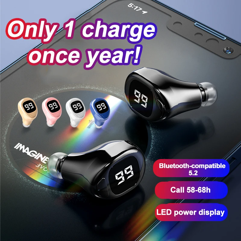 

Lightweight Mini Headset Single Ergonomic In-ear Earbuds Led Power Display Noise-cancellation Wireless Headphone