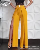 women fashion casual trousers elegant women high waist slit leg pants 2022 summer new long pants