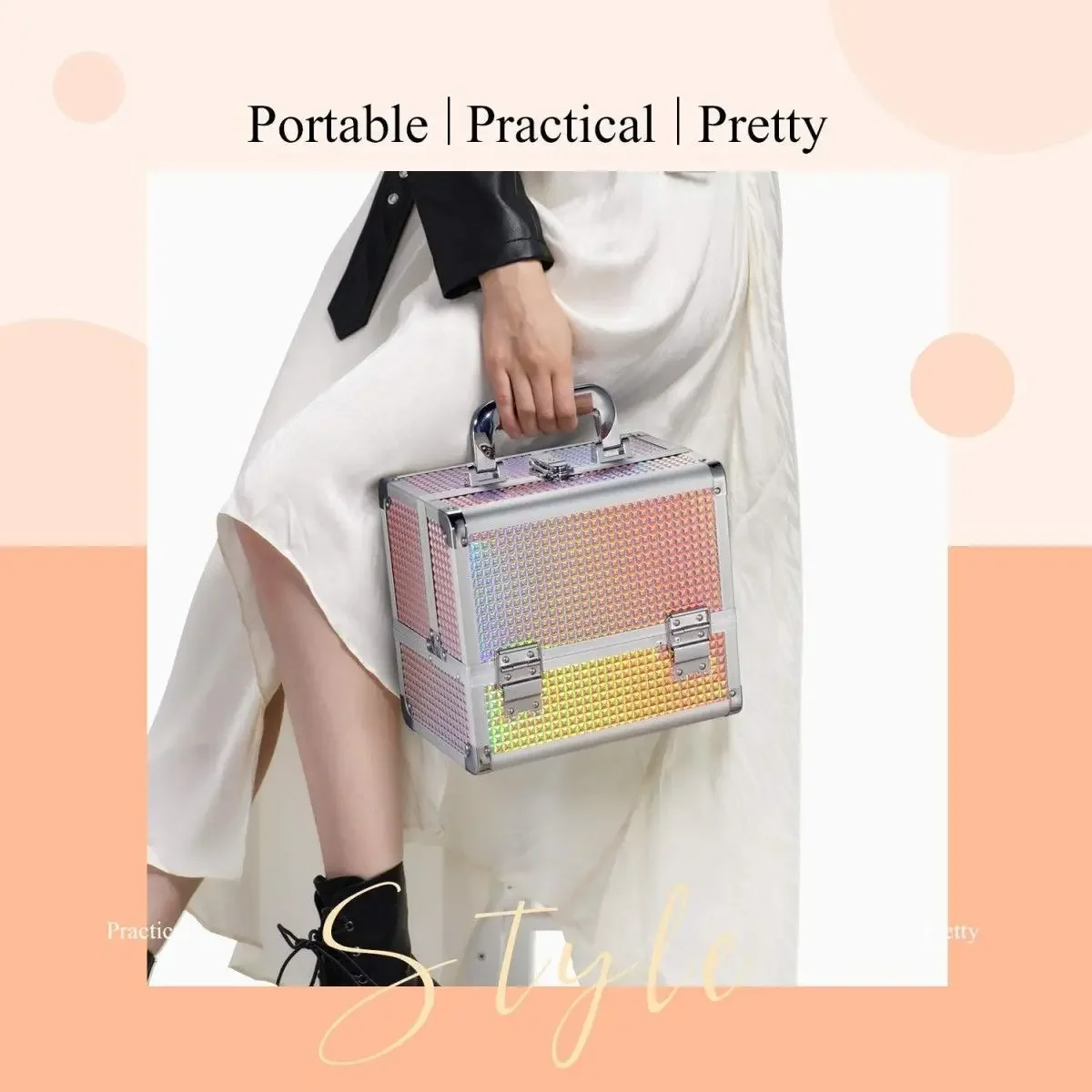 2024 Professional Makeup Box Aluminum Alloy Make Up Organizer Women Cosmetic Case with Mirror Travel Large Capacity Suitcase Bag