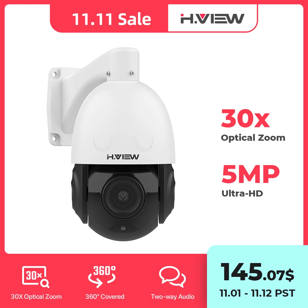 Продажа PTZ-камера видеонаблюдения H.view 5 МП 30x PoE, IP-камера с 30-кратным оптическим зумом, 2-канальное аудио, дневное/ночное видение футов, обнаружение че... Купить PTZ-камера видеонаблюдения H.view 5 МП 30x PoE, IP-камера с 30-кратным оптическим зумом, 2-канальное аудио, дневное/ночное видение футов, обнаружение че...