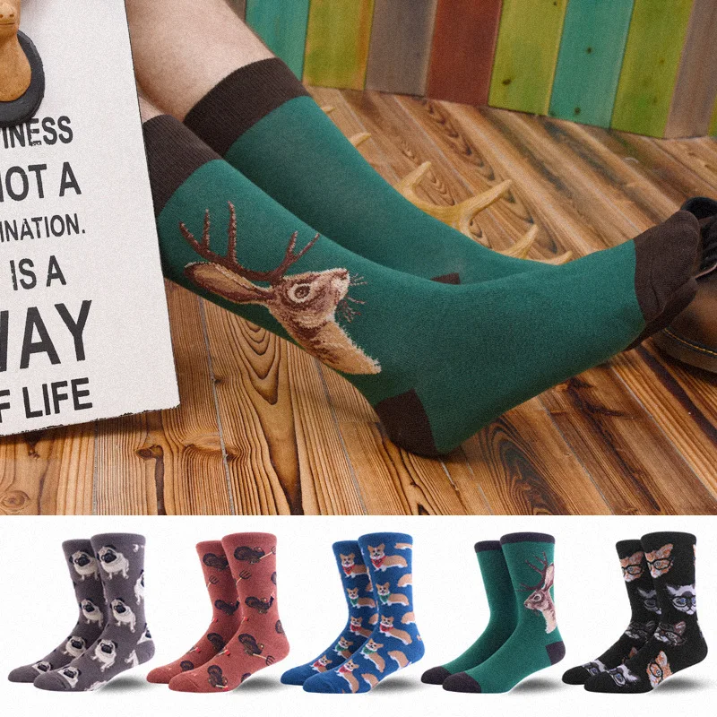 

2023 new European and American style long tube women's socks trendy socks shark fawn mid tube socks