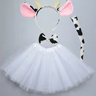 Повязка на голову для косплея животных, молочная корова, крупный рогатого скота, юбка-пачка с ушками, галстук-бабочка, Детский костюм вечерние НКИ, для детей, женщин, Детский костюм на Хэллоуин