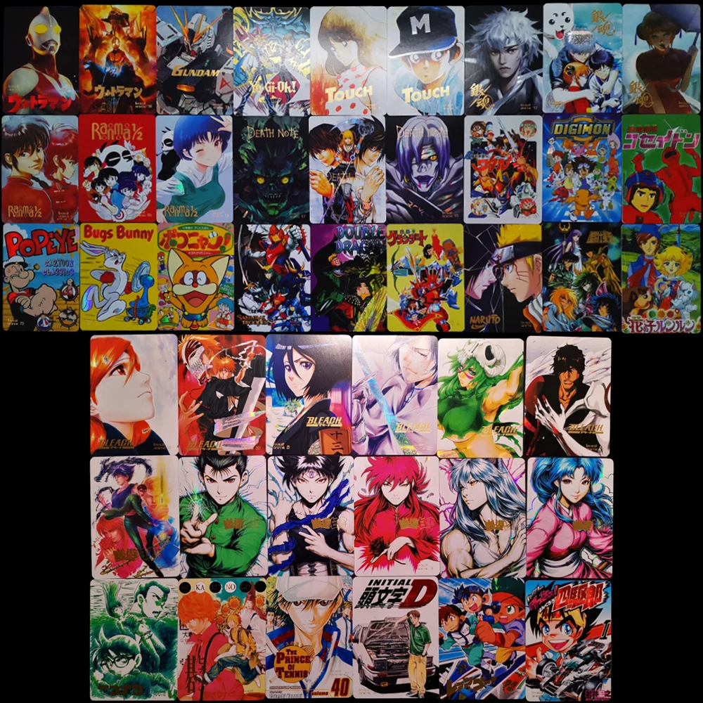 18Pcs/set Anime Flash Cards Naruto Dragon Ball Yuyu Hakusho Death Note Gintama Saint Seiya Game Anime Collection Cards Toys