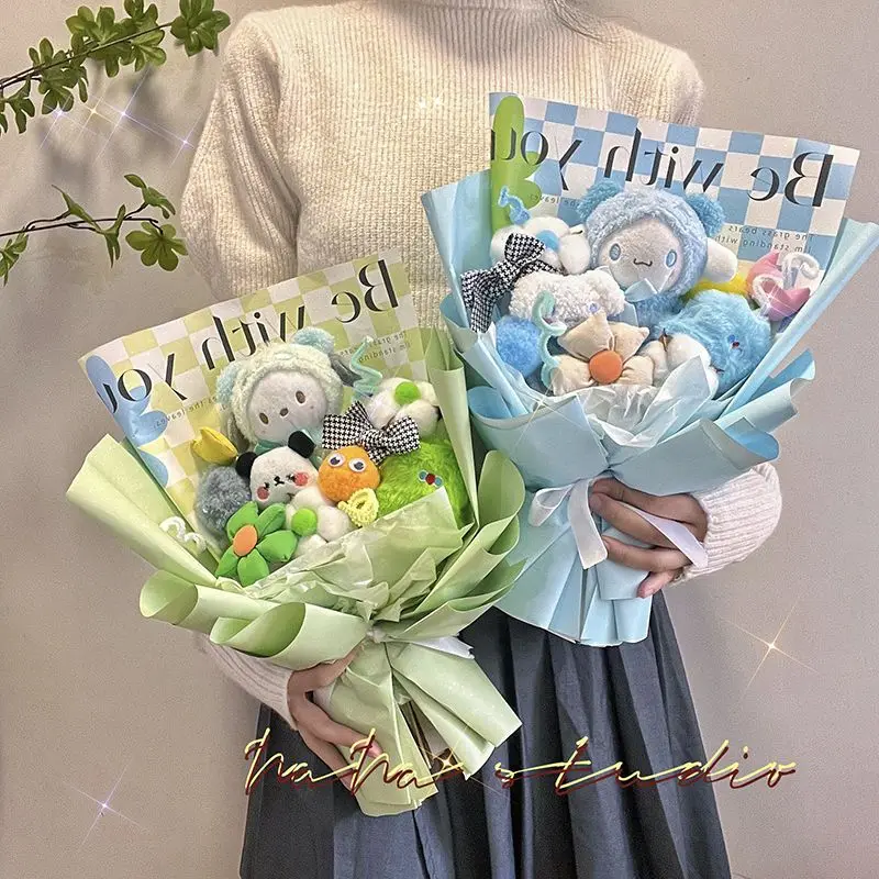 

Sanrio Kawai Cinnamoroll Plush Dolls Cartoon Bouquet For Children Girlfriend Friend Creative Cute Anime Flower Graduation Gifts