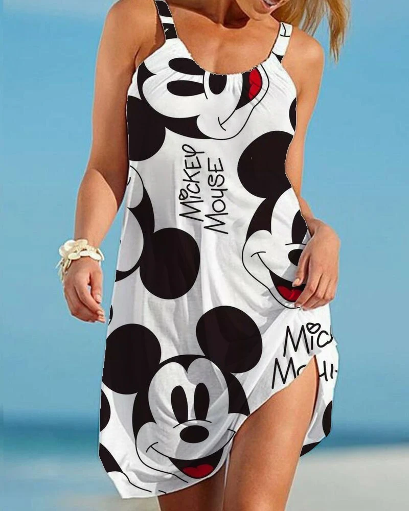 

Disney Minnie Mickey Sexy Dress Women Beach Mini Dress Casual Dress Women Summer Sleeveless Elegant Boho Party Dress Vestido