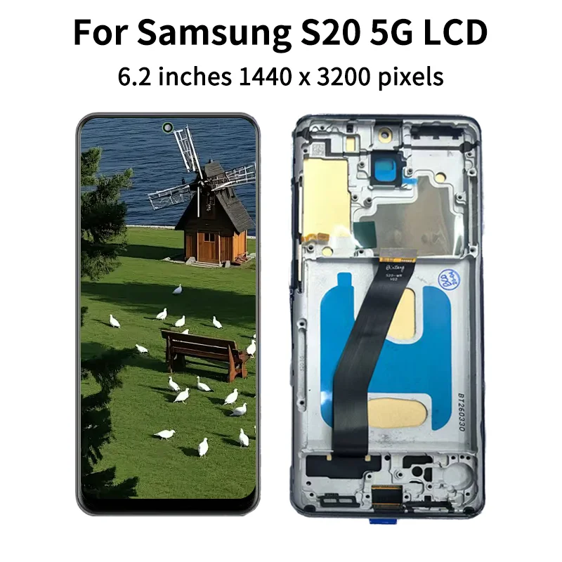 Фото TFT G980F G980F/DS G981F/DS Экран в сборе для Samsung S20 4G 5G, ЖК-дисплей с сенсорным экраном и рамкой. №3