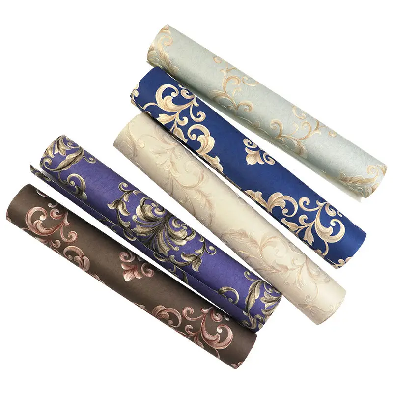 Роскошный Фиолетовый 3d тисненый Дамаск настенная бумага цветок спальня гостиная