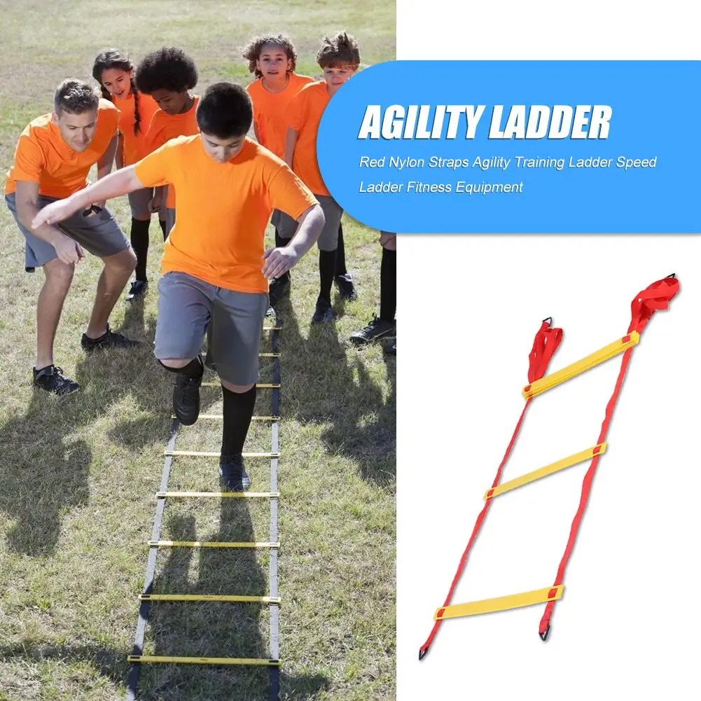 

Durable Agility Training Ladder Classic Delicate Red Nylon Straps Agility Training Ladder Soccer Speed Ladder Training Stairs