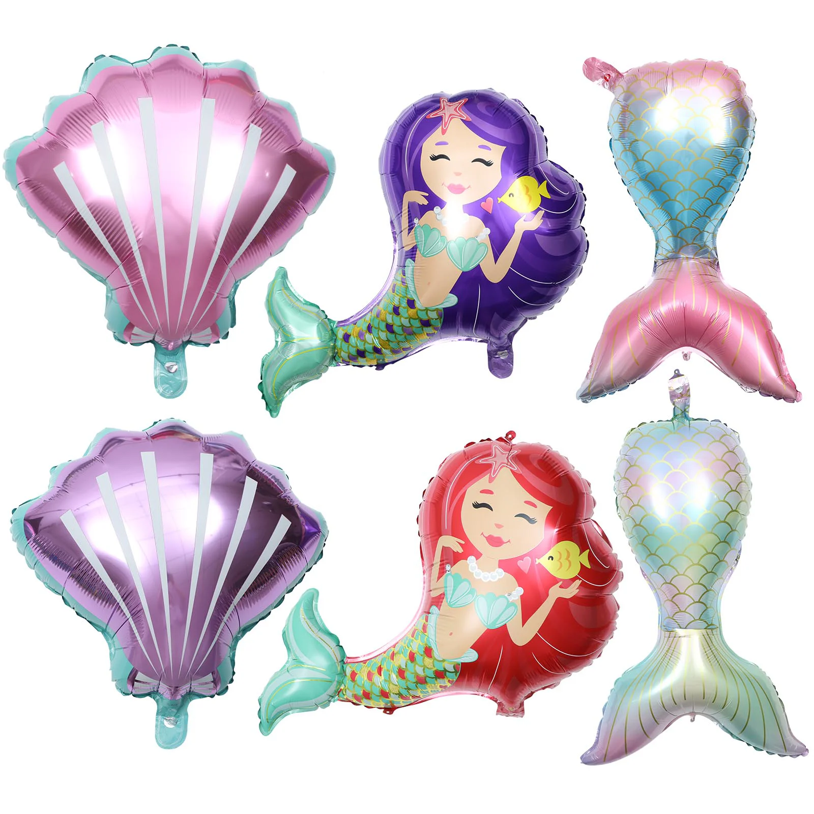

6 Pcs Mermaid Balloon Ornament Kids Mermaid Foil Balloons Inflatable Beach Balloon Aluminum Film Wedding Party Balloon Child