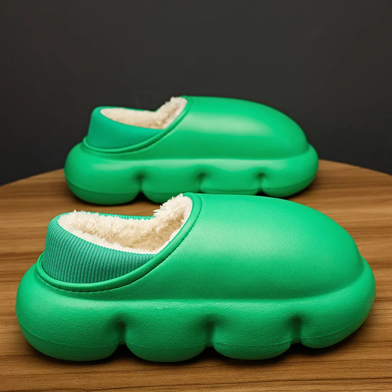 

New Women Men Home Fuzzy Slippers Light Weight Waterproof Slipper Outdoor Warm Cotton Plush Soft Platform Shoes Sapato Feminino