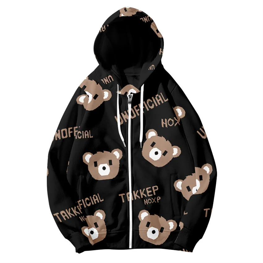 3 To 14 Years Kids Hoodies Cartoon Bear 3D Print Hoodies Sweatshirt Boys Girl FNAF Bear Jacket Coat Children Clothes