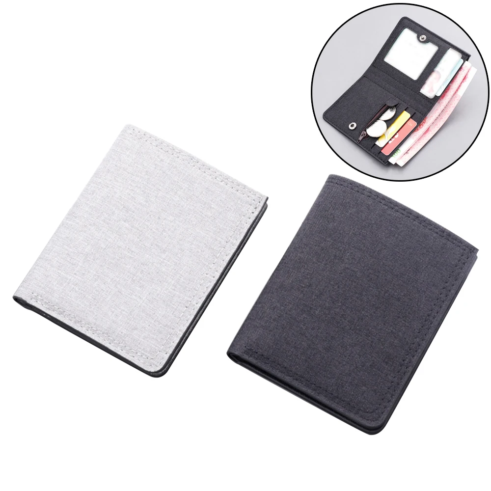 

Portable Men Short Wallet Vintage Canvas Purse Coin Pouch Card Holder with Zipper Coin Pocket ID Card Driver License Case Gift