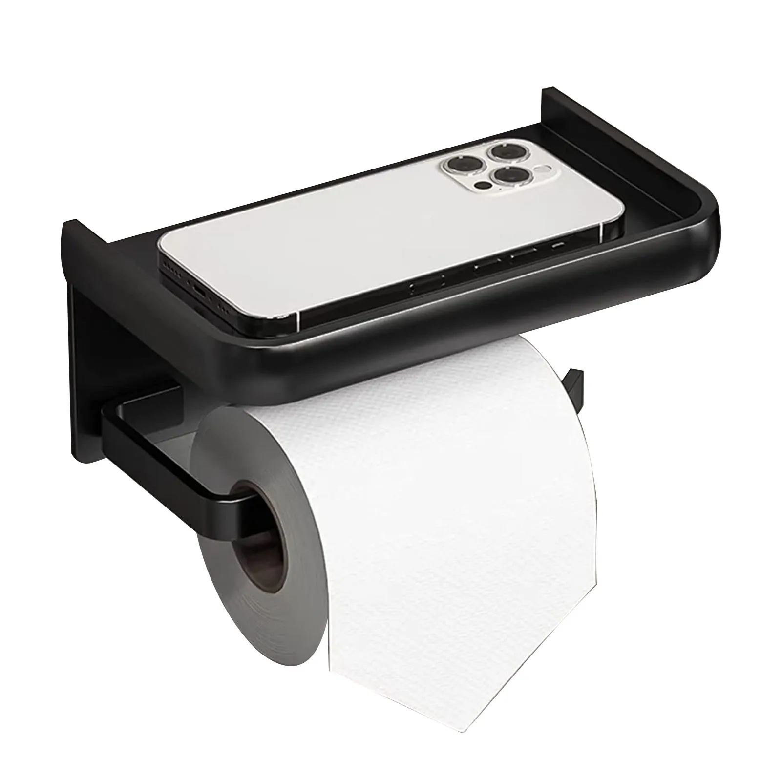 

Toilet Roll Holder Rustproof Toilet Paper Holder With Phone Racks No Drilling Stainless Steel Tissue Racks Wall Mounted For Home