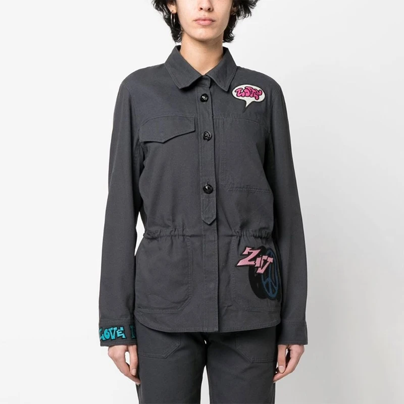 Zadig женская куртка шикарный отложной воротник повседневная рубашка с длинным