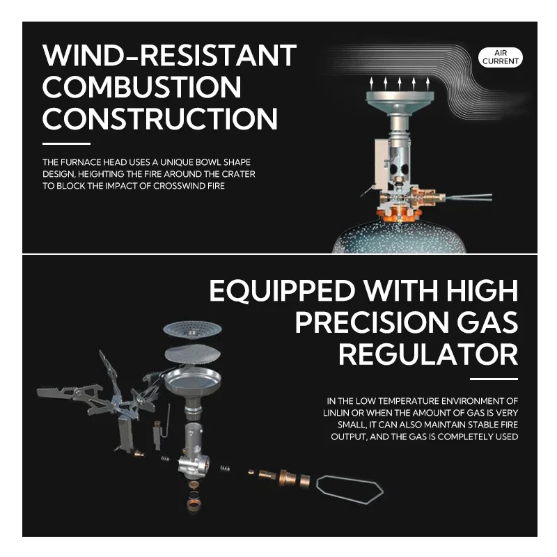 Портативная походная плита с регулятором давления мини-бутановая газовая