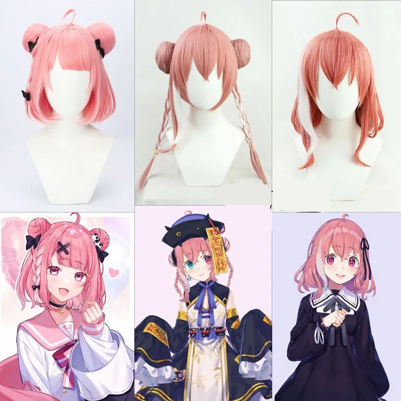 

Термостойкие синтетические волосы для косплея Сасаки Саку из аниме «Vtuber nimisanji геймеры», смешанные цвета, розовые, белые, для Хэллоуина, карн...