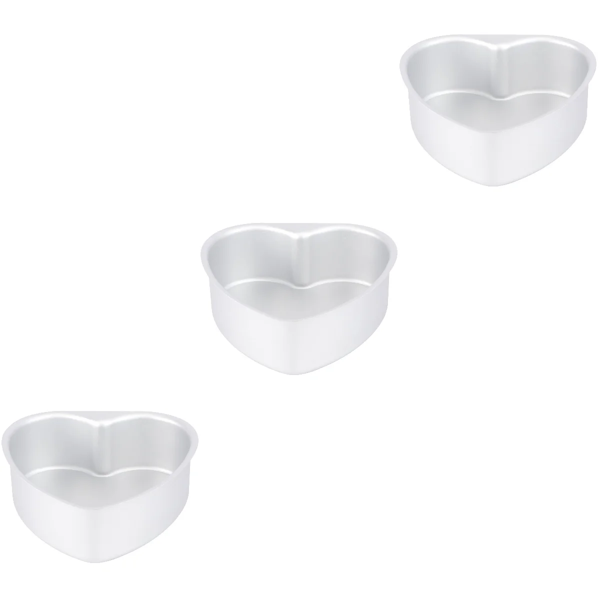 

3pcs 6 Inch Heart Shaped Removable Bottom Thicken Aluminum Alloy Chocolate Cake Pan Tin Baking Mold Mould (Silver)