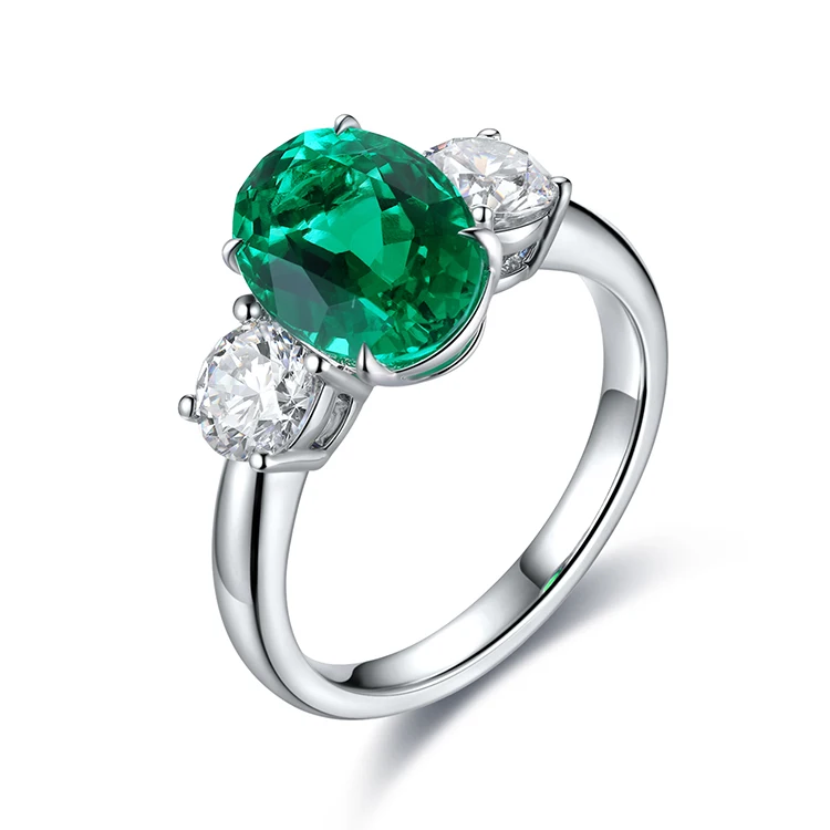 

New In Lab Created Emerald Rings 925 Sterling Silver Jewellery Engagement Rings Beads Diamonds Christmas Present Affordable