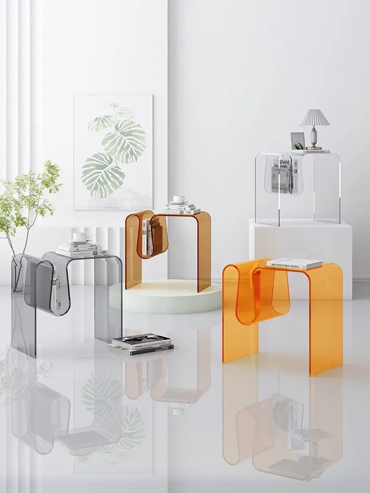 

Support Custom Size - Clear Acrylic Side Table Bedroom Nightstand Modern Design Bedside Table Home Decor Display End Table