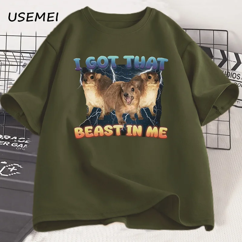 Фото Футболки I Got That Beast in Me Funny Rock Hyrax Meme для мужчин и женщин Футболка Silly Dank Memes с забавными высказываниями Модная уличная одежда №4