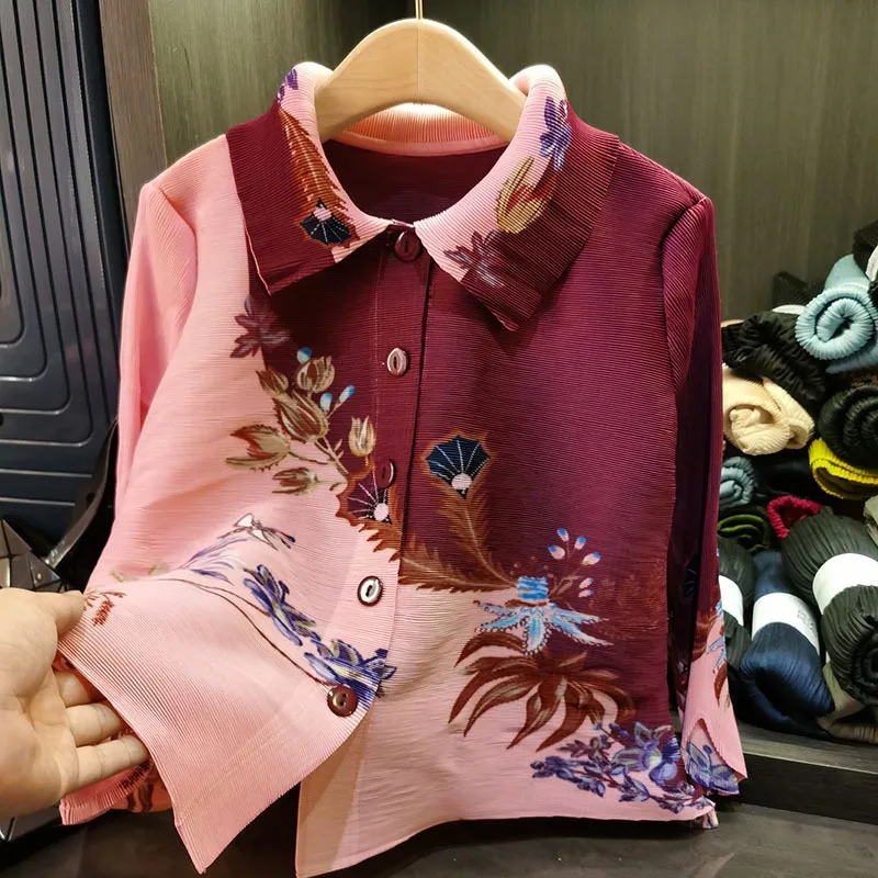 Плиссированная рубашка Miyake темпераментный дизайн для поездок на работу