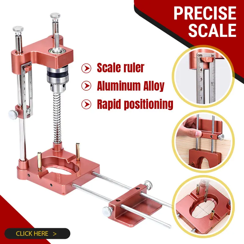 

Drill Locator With Scale Precision Drill Positioning Drill Guide Fixture Aluminum Alloy Puncher Woodworking DIY Tool Drop shippi
