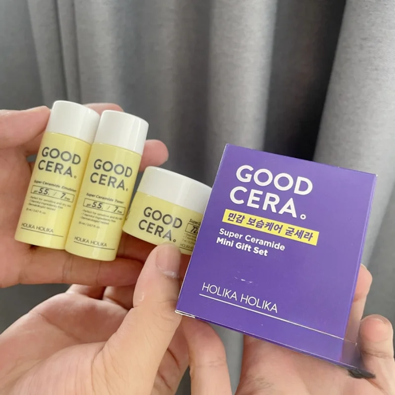 

Holika Good Care Super Ceramide Set Toner 20ml +Emulsion 20ml +cream 7ml Moisturizing Calming Soothing Sensitive Skin sample kit