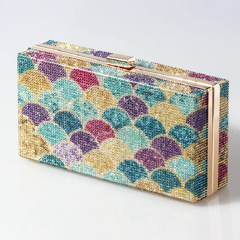 

New Colorful Diamond Party Clutch Purse for Women 2023 Prom Evening Bag Female Wedding Crystal Small Crossbody Handbag Purse