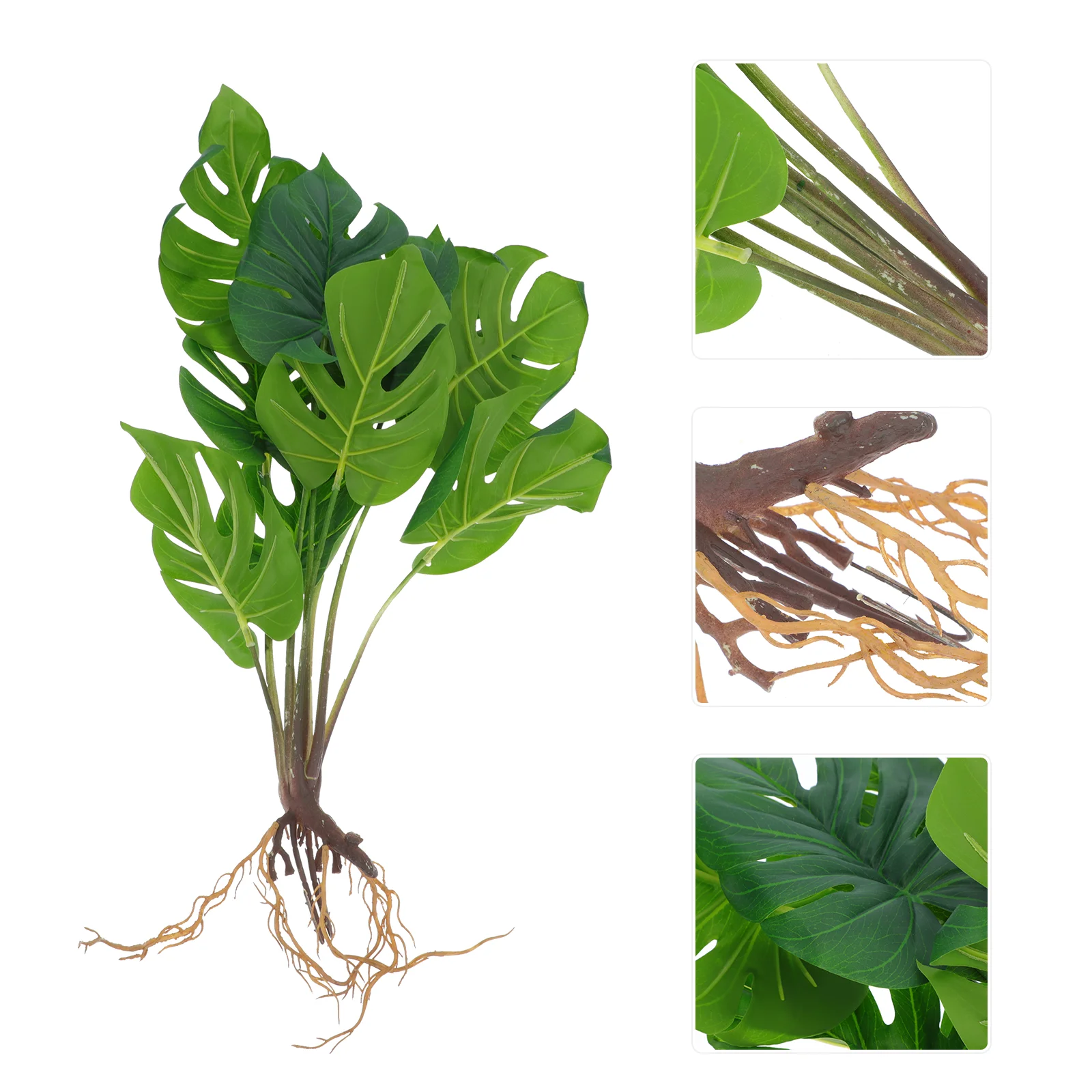 

Leavesartificial Fake Palm Tropical Decorgreen Bonsai Party Monstera Jungle Leaf Hawaiian Stem Potted Arrangement Flower Hawaii