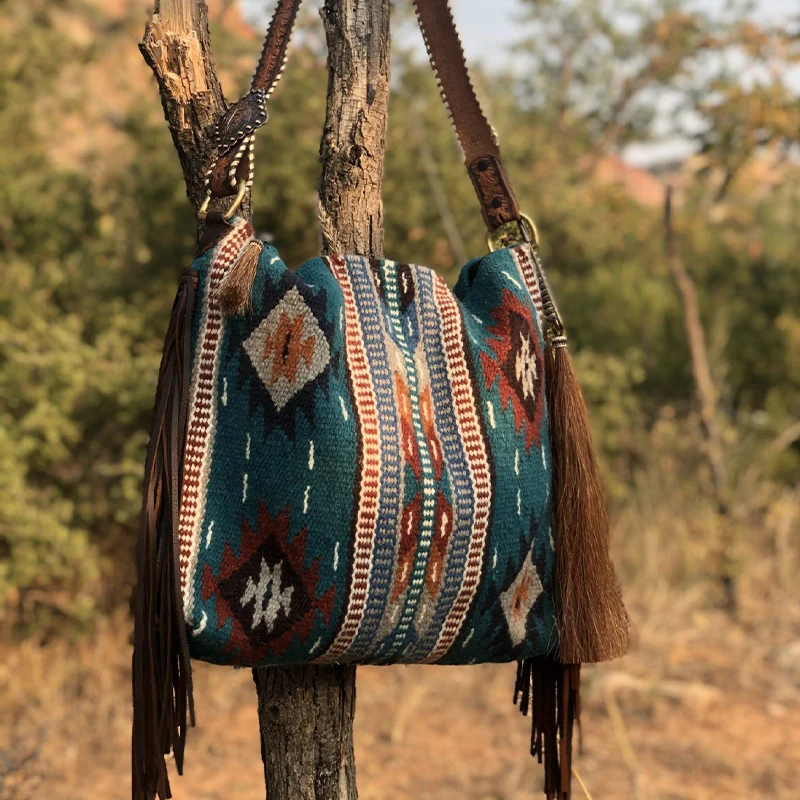 

Персонализированные винтажные женские сумки через плечо с кисточками, большая замшевая богемная Холщовая Сумка-тоут с бахромой, женский ко...