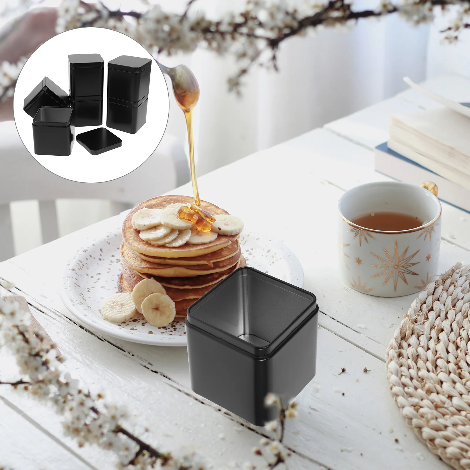

6pcs Tinplate Tea Cans Tea Tin Canister Vintage Tea Tin Tinplate Candy Box Coffee Jar Coffee Canister Metal Tea Tins