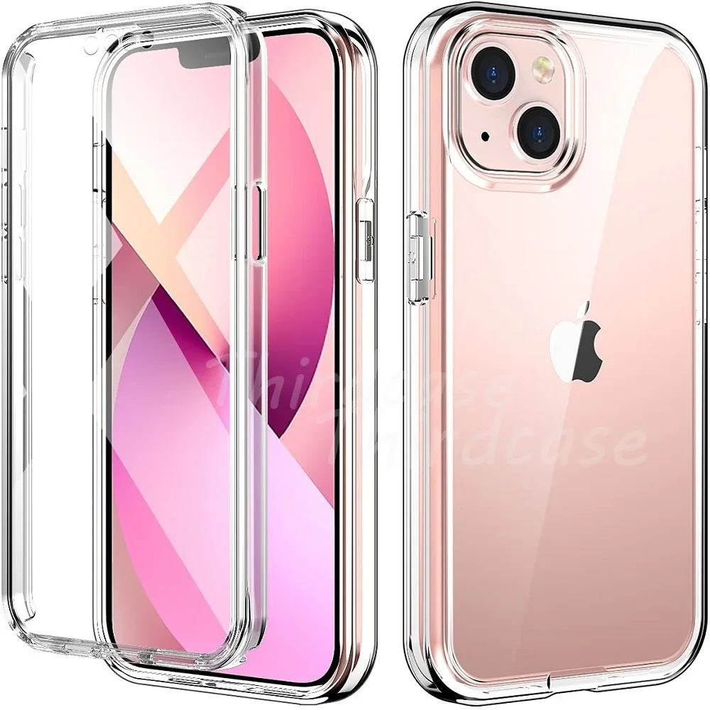 360 Full Body Shockproof Cover for iPhone 13 11 12 Pro XS Max 6S 7 8 Plus Double Layer Clear Case SE 2022 X XR Protector | Мобильные