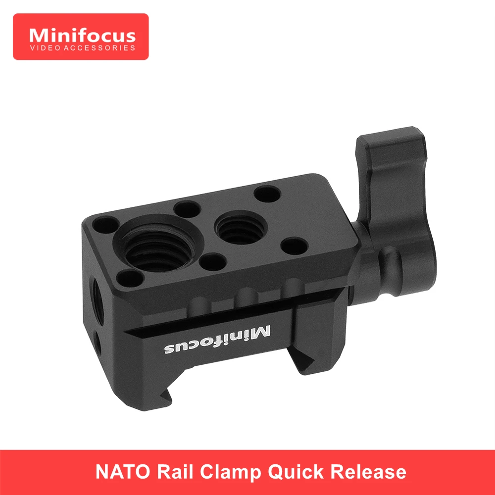 

NATO Quick Release Clamp Standard Clamp with 1/4"-20 and 3/8"-16 Mount Arri Locating Holes for DIY Magic Arm Video Cage Handle
