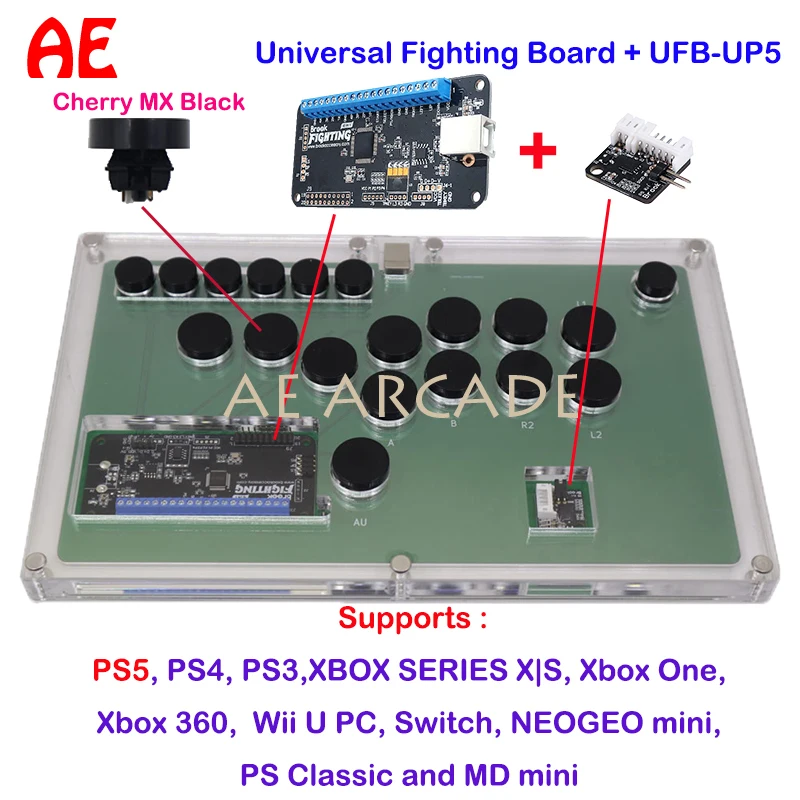 

Ultra-Thin Hitbox Fight Box Arcade Controller Built-in Universal Fighting Board With UFB-UP5 For PS5/PS4/PS3/XBOX/SWITCH/PC Etc