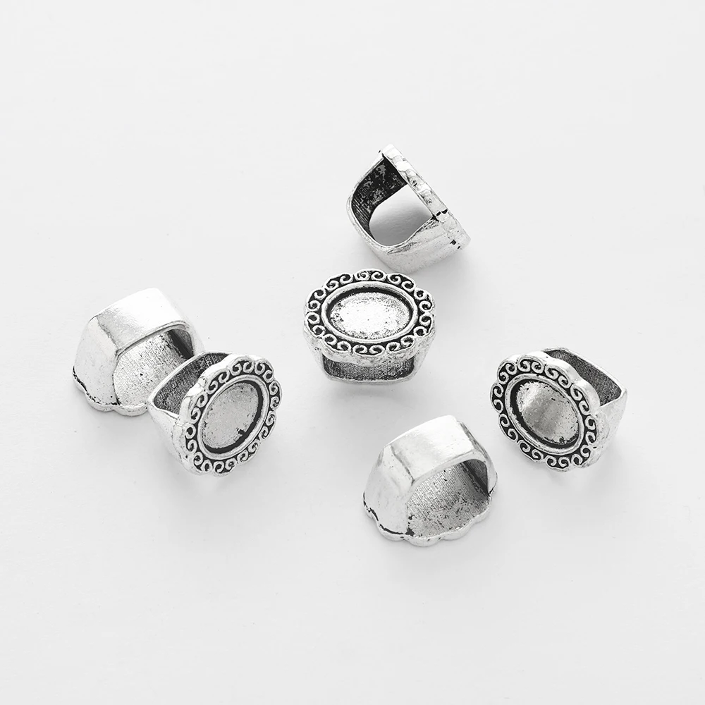 10 шт. тибетская серебряная овальная рама в форме цветка из цинкового сплава