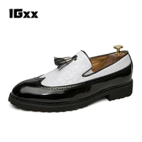 igxx large size men dress shoes luxury leather mix colors party shoe quality wedding genuine crocodile shoes luxury brand design