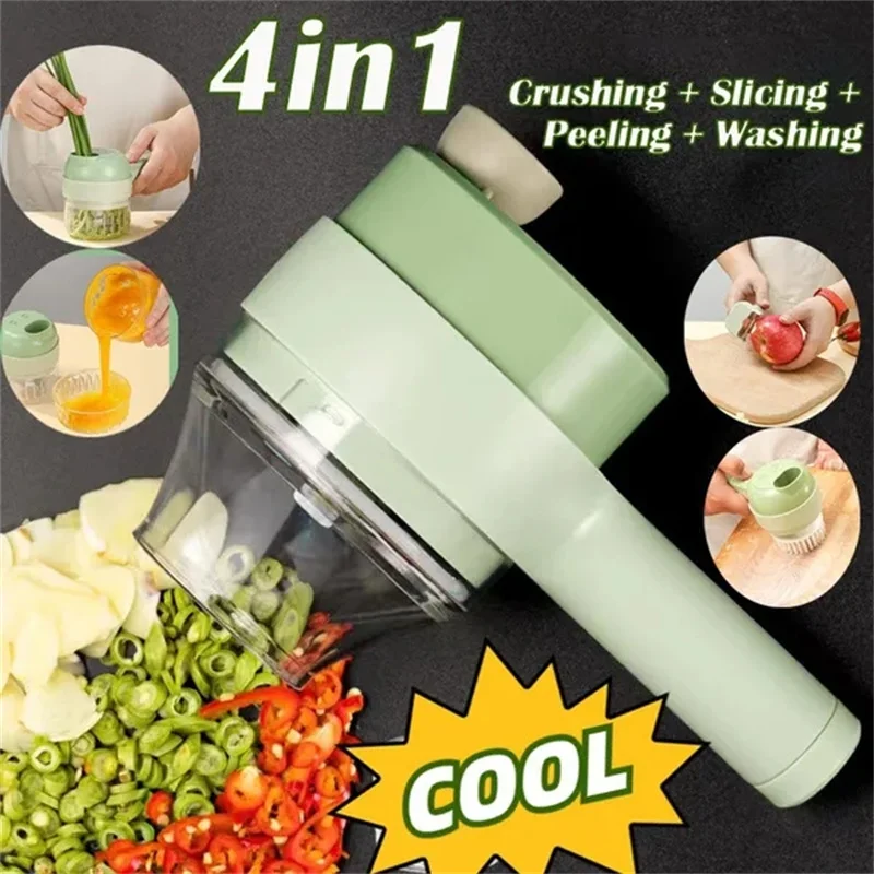 

Handheld Electric Vegetable Cutter Slicer Mini Food Chopper Kitchen Garlic Crusher 4in1 for Onion Chili Meat Masher Kitchen Tool