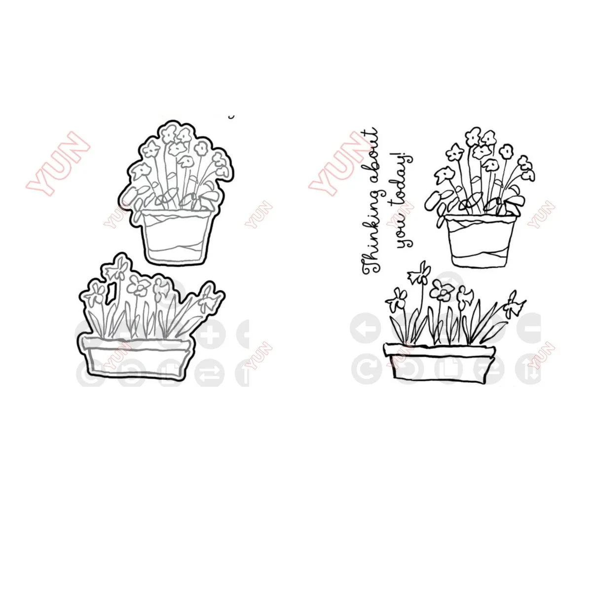 2023 Spring Potted Flowers Latest Thinking Mini Relief Mold and Stamp Diy Handmade Relief Template Making Scrapbook Diary Greeti