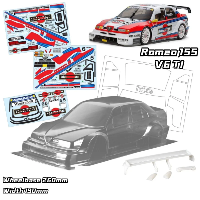 1/10 Romeo 155 V6 TI RC PC body shell 190mm width 260mm wheelbase whee no painted drift body RC for hsp hpi trax Tamiya enlarge