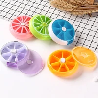 a week round pill dispenser plastic rotatable classification portable storage box 7 day pill container for travel