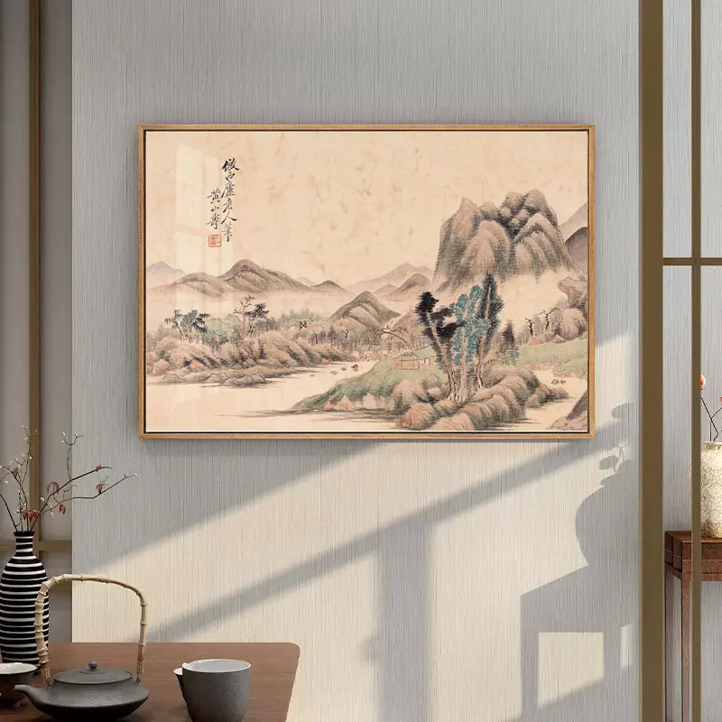 Винтажный китайский пейзаж стиль холст прикроватное украшение настенная