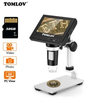 tomlov digital electronic microscope 1000x 4 3 display magnifying loupe camera lens 2mp adjustable led microscope for soldering