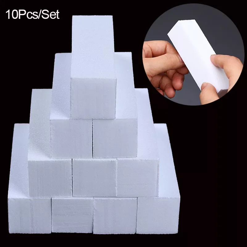 

10 шт., белые блоки для полировки ногтей