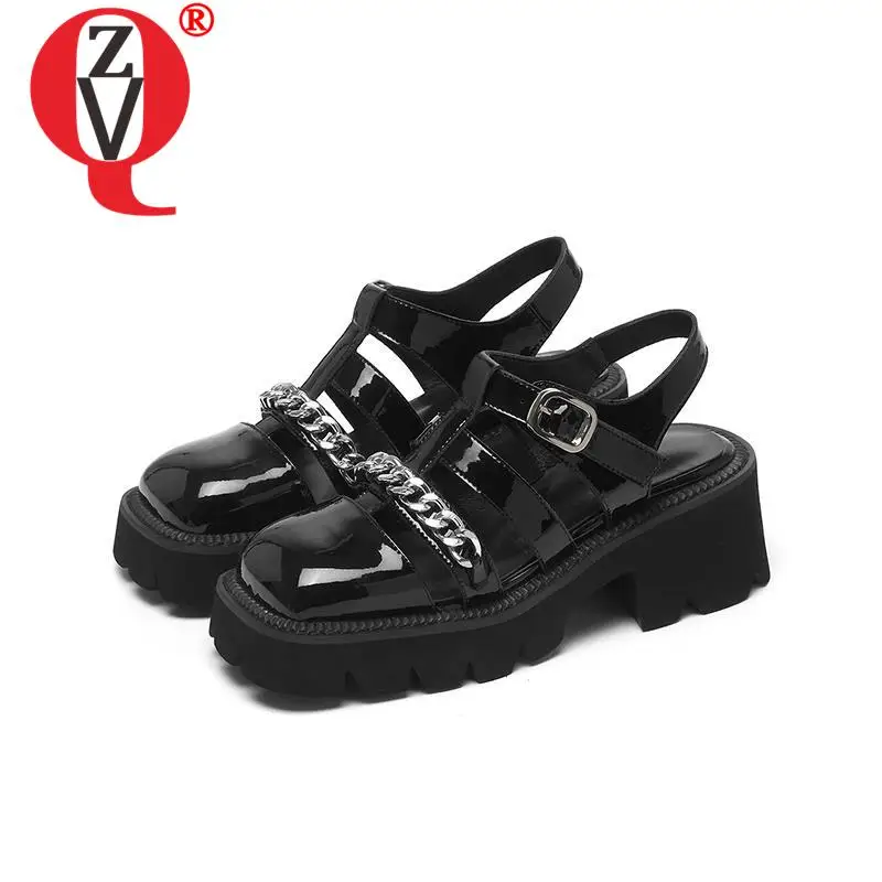 

Женские туфли на толстом высоком каблуке, с закрытым квадратным носком