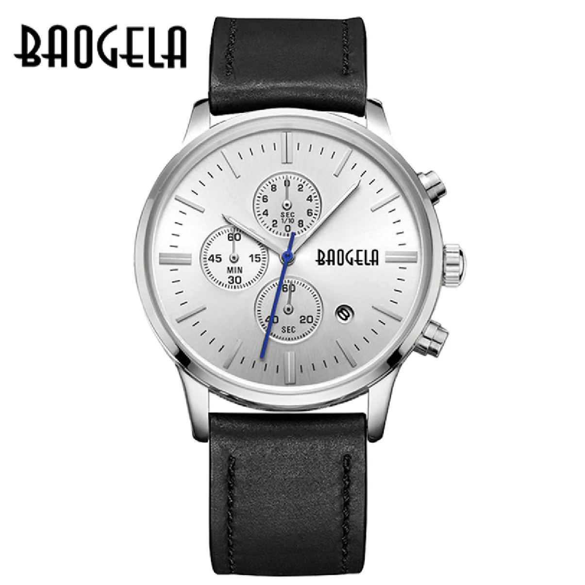 

BAOGELA Chronograph Casual Watch Men Luxury Brand Quartz Sport Watch Genuine Leather Mens Wristwatch 1611