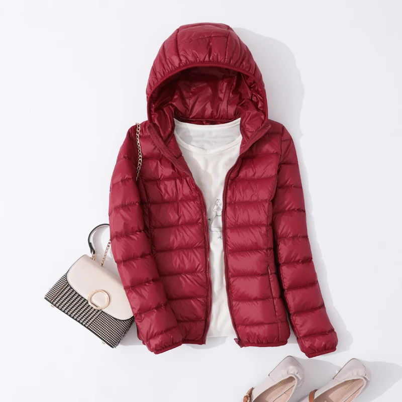 

2022 New Casual 90% Ultra Light White Duck Down Jacket Women Autumn Winter Warm Coat Lady Jackets Female Hooded Parka