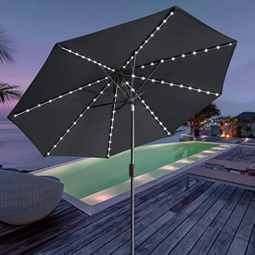 

EliteShade USA 10-Year-Non-Fading Sunumbrella Solar 9ft Market Umbrella with 80 LED Lights Patio Umbrellas Outdoor