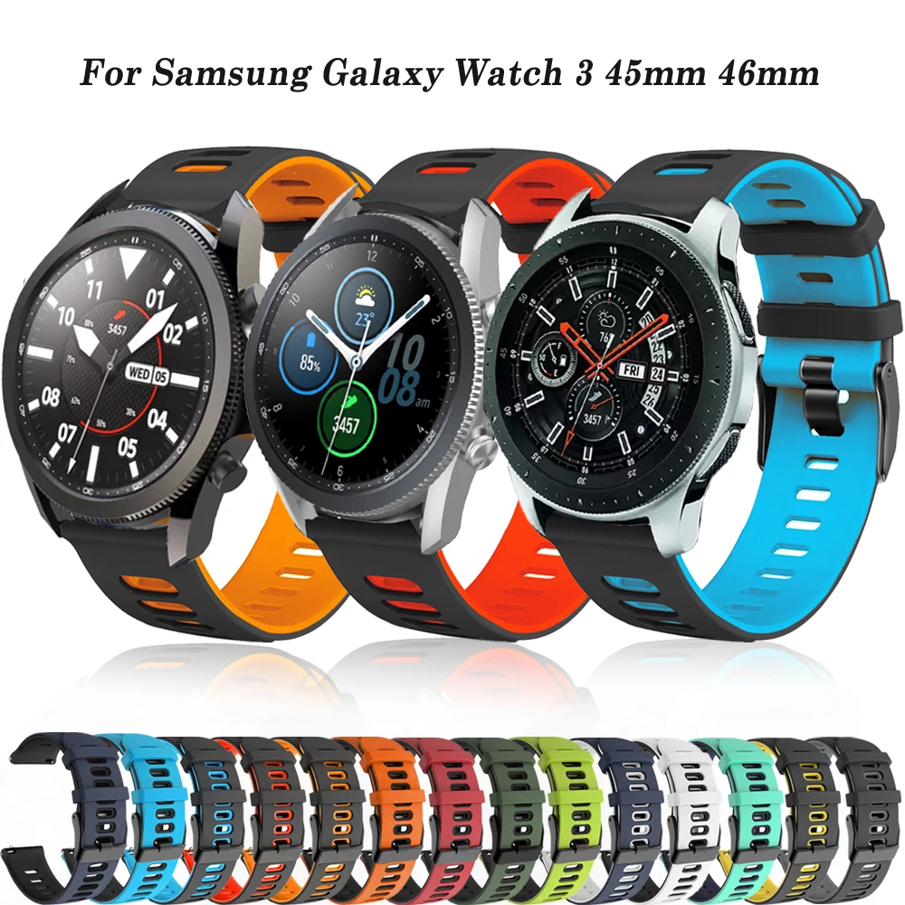 

For Samsung Galaxy Watch 3 45mm 46mm Band 22mm Silicone Sport Bracelet Watchbands For Gear S3 Frontier / Classic Wristband Strap